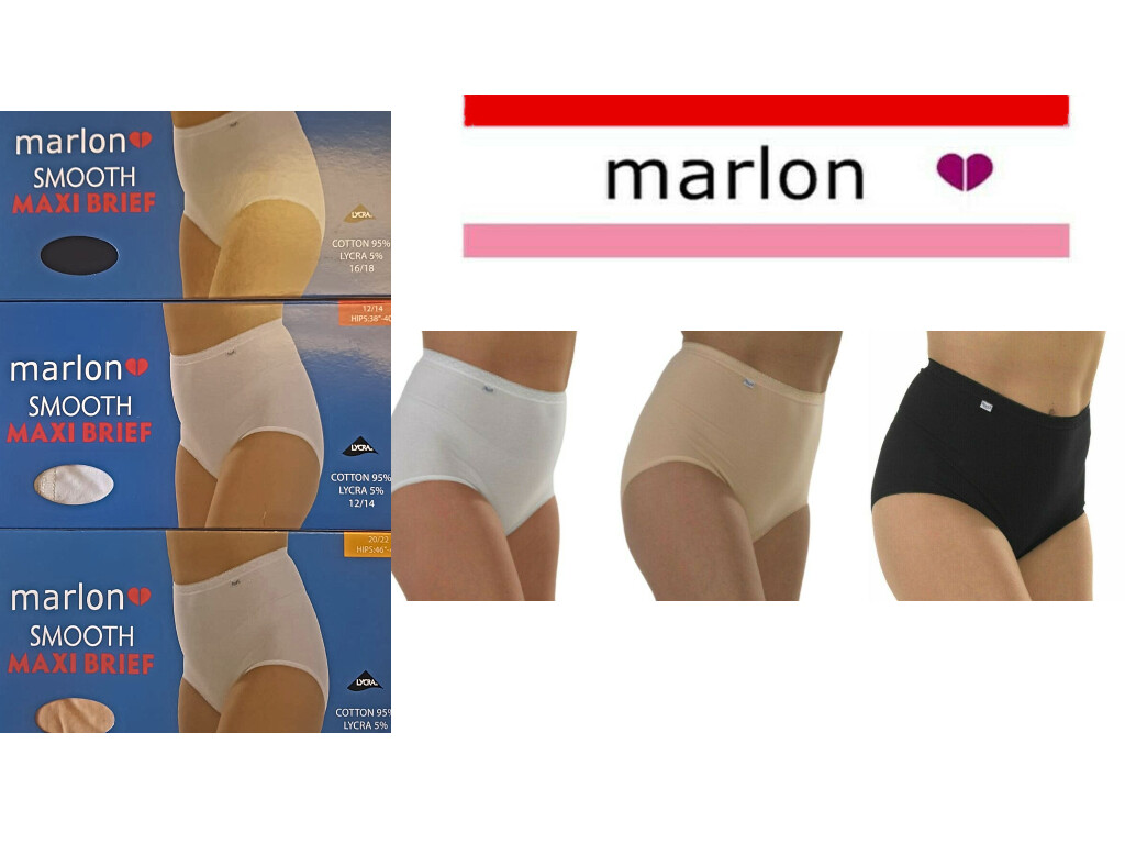 Ladies Designer Marlon Boxed Smooth Maxi Briefs Knicker Underwear Size 12-26