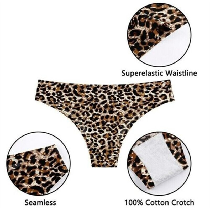 Silk Sexy Knickers Animal Print Print Low-Rise Panty Leopard Ladies Thongs