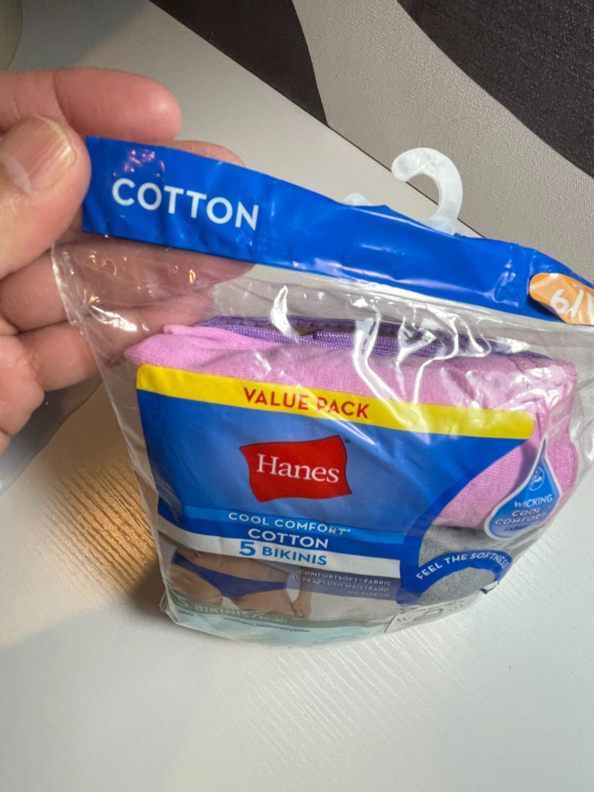 2 Pkgs (10ct) Hanes Womens Cool Comfort Cotton Bikinis, Assorted Size 6/M