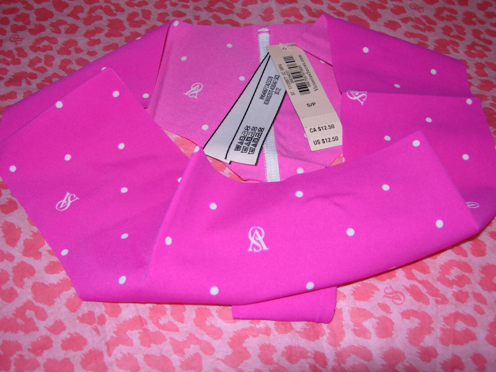 Victoria’s Secret Sexy Thong Raw Cut No Show Hot Pink Polka Dots S M NWT