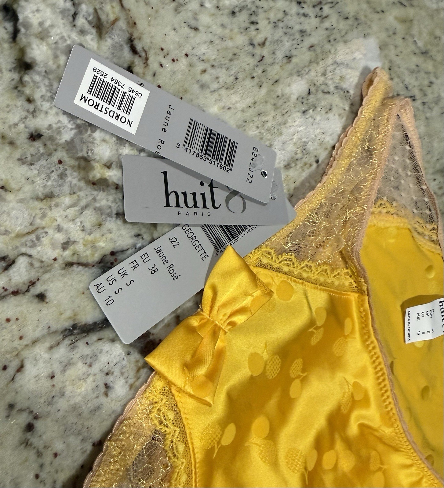 HUIT 8 Paris Panties Underwear Georgette Jaune Rose S Small / 38 French Lingerie