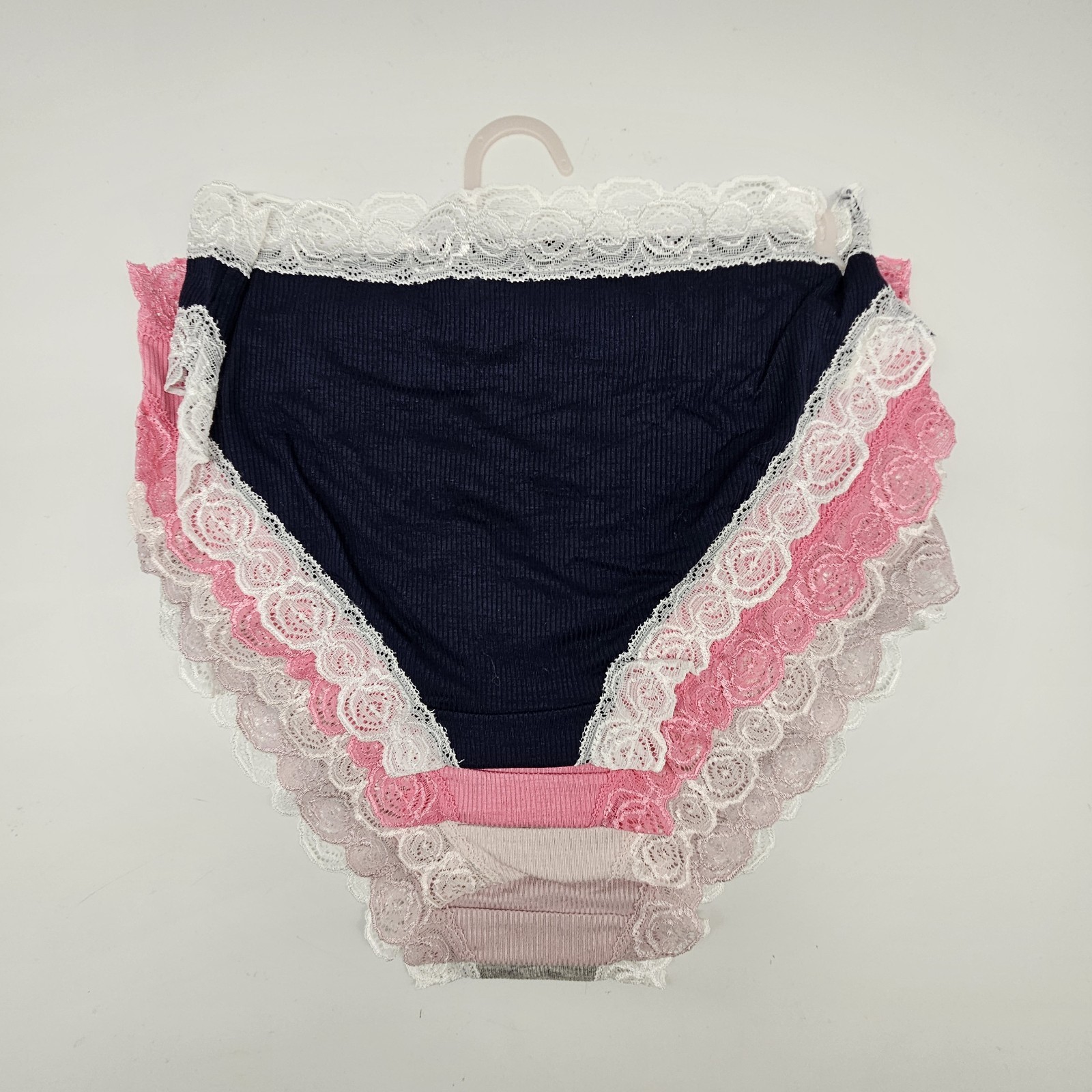 LAURA ASHLEY 5 Pk Women M L XL Rose Lace Trim Soft Panties Navy Pink Cream Beige