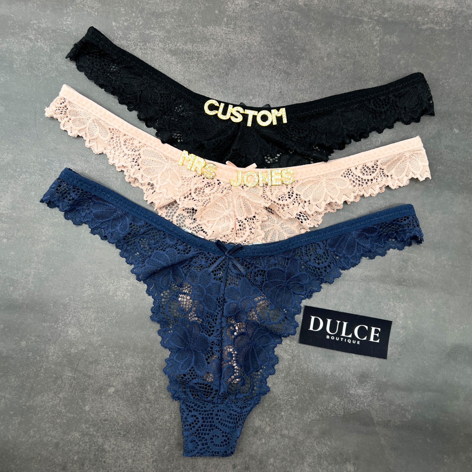 Custom Name Thong Sexy Panties With Crystal Letter Lingerie Custom Underwear