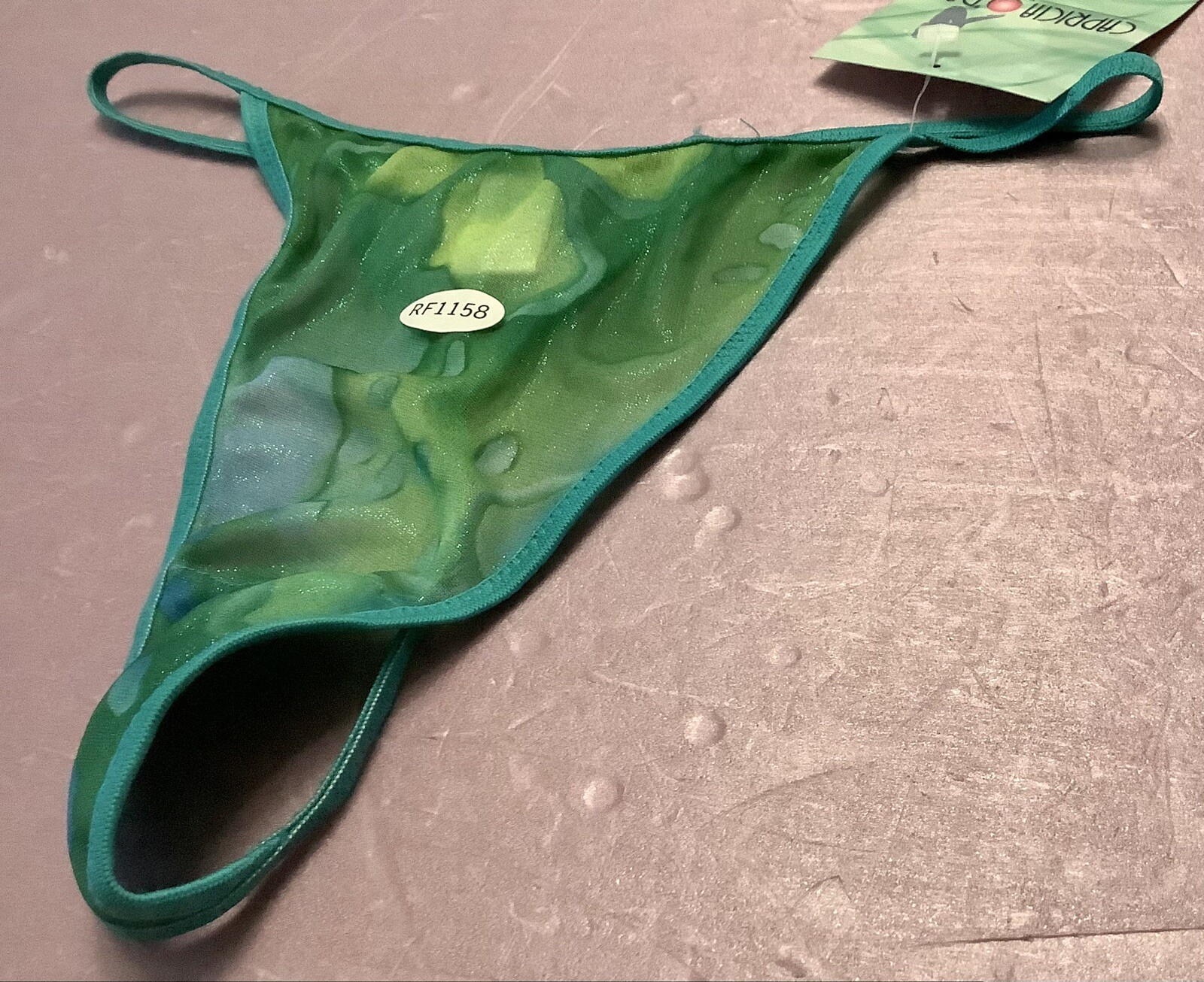 women panties string thongs CAPRICIA O’DARE Size M/6 green metallic sexy &comy