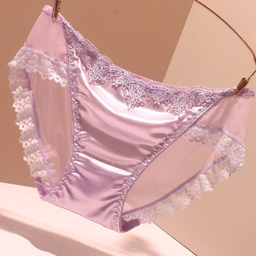 Satin Soft Underwear Lightweight Breathable Sexy Briefs Traceless Knickers