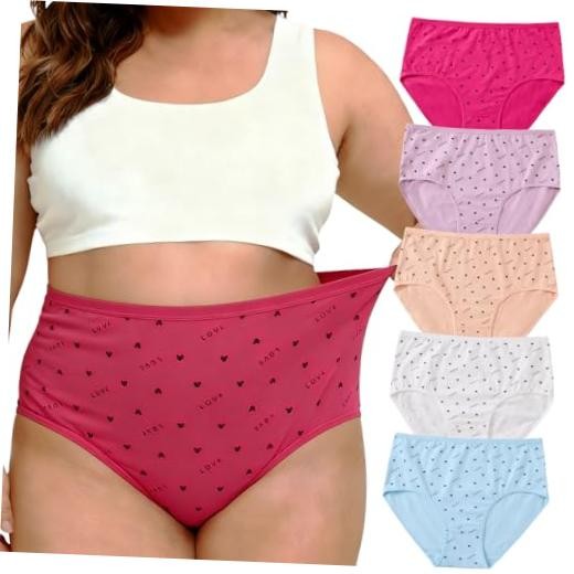 Womens Underwear Cotton Panties Plus Size XL-5XL Ladies Stretch 4X-Large 5 Pack