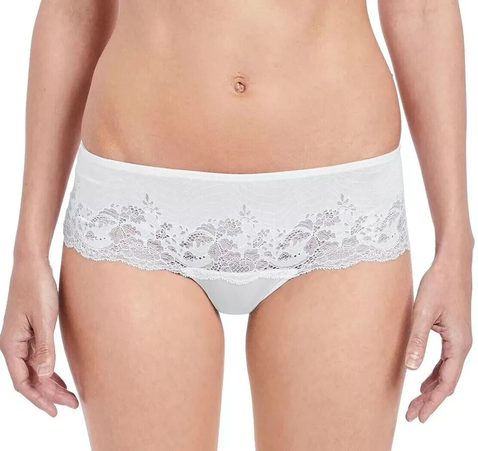 Wacoal Lace Affair Brazilian Brief S 10 White Tanga Thong Knickers 845256 New