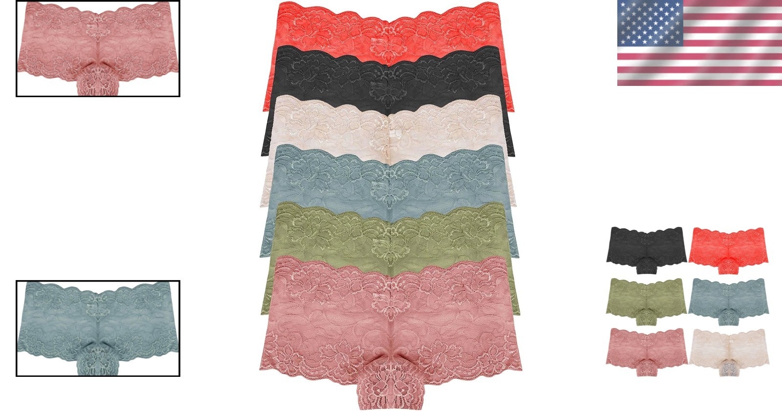 Cheeky Lace Boyshorts for Women: Breathable Pack of 6 Lingerie Essentials