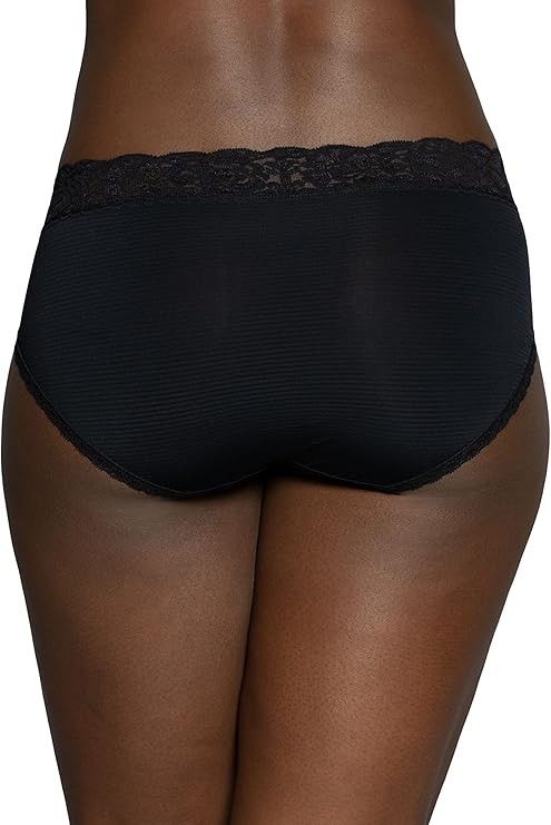 VANITY FAIR Flattering Lace Panties MIDNIGHT BLACK L