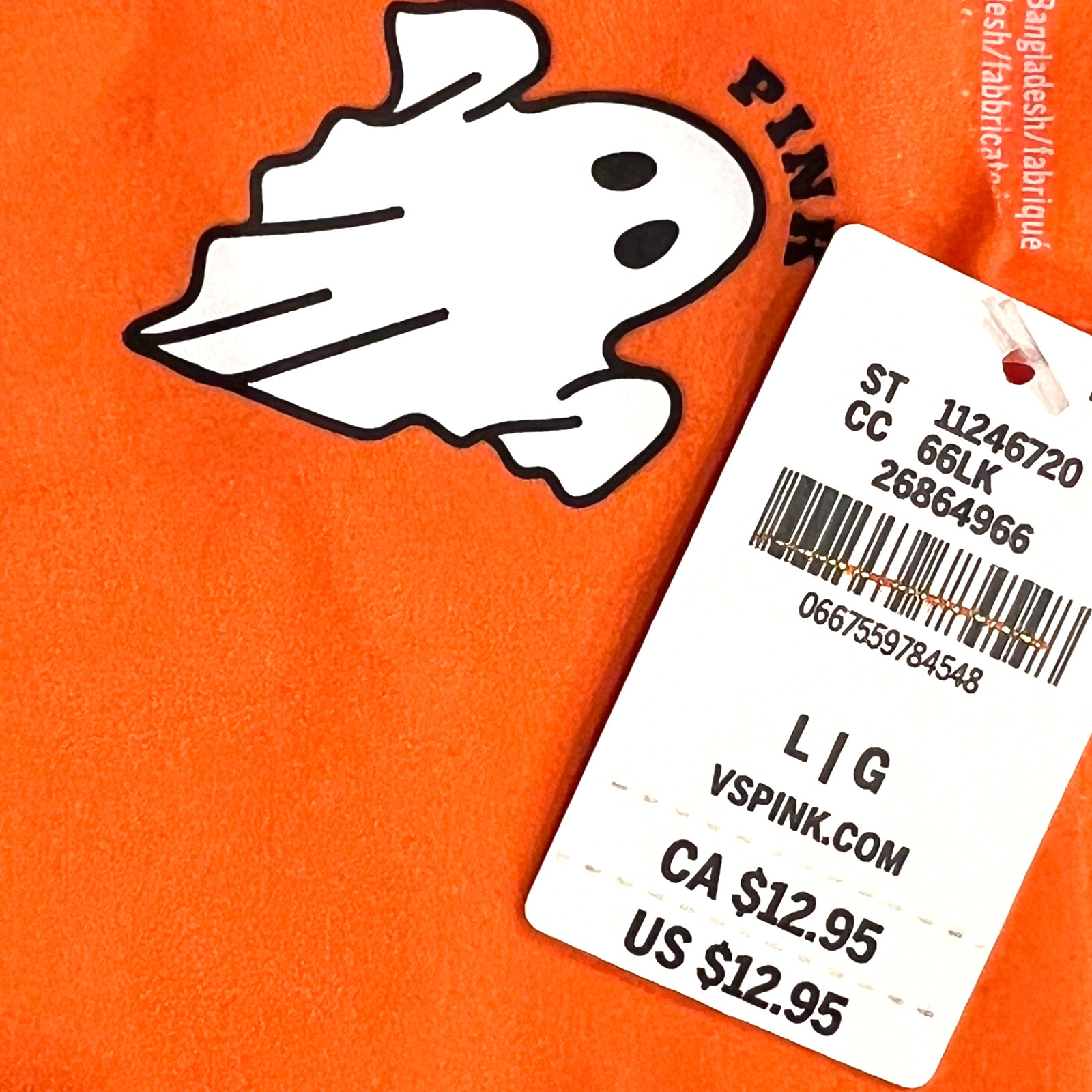 NWT VICTORIA’S SECRET PINK No Show Thong Pantie Sz XS-M-L-XL Orange Ghosts