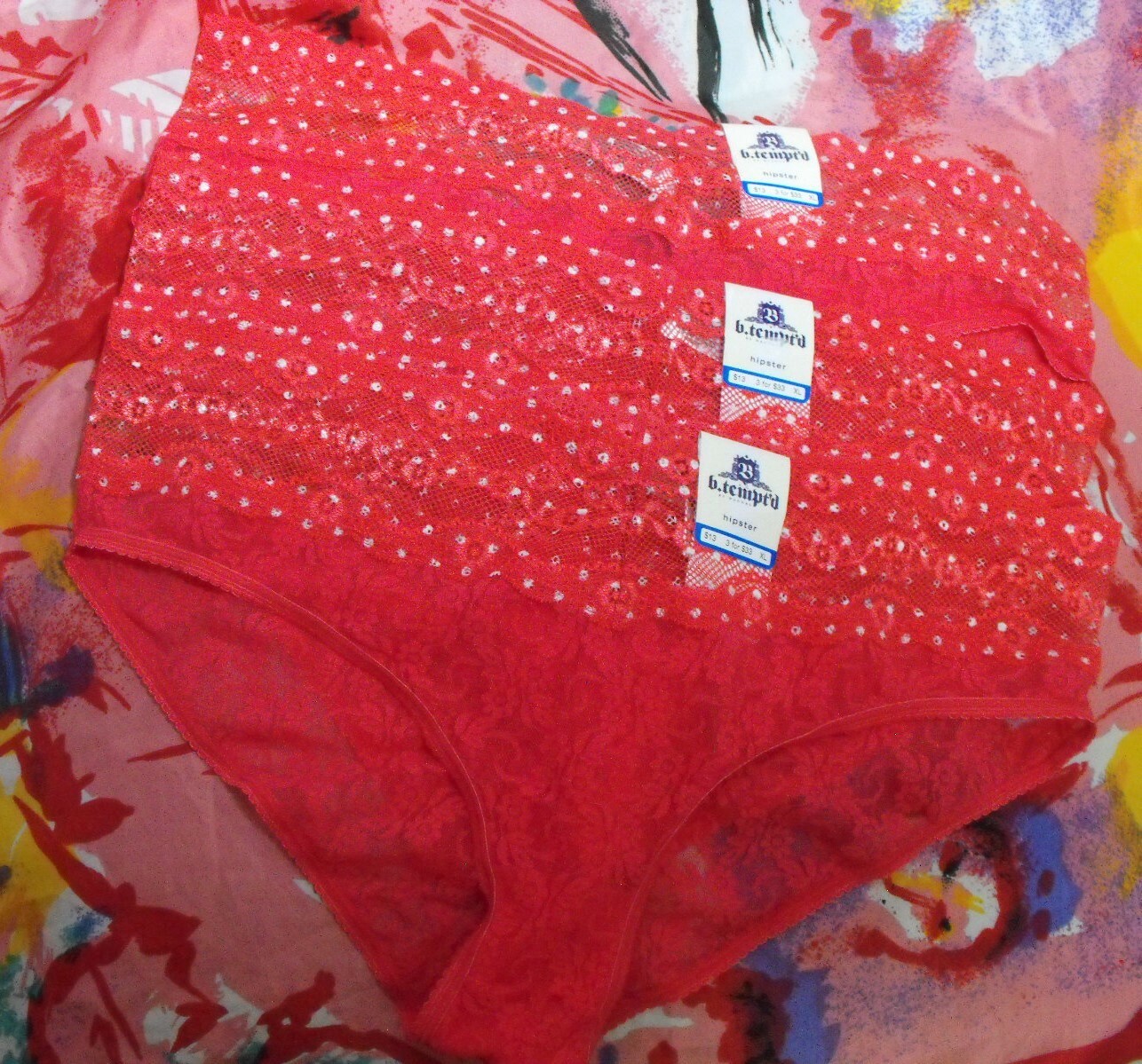 3 NEW B.TEMPT’D BY WACOAL 978282 V-WAIST LACE HIPSTER PANTIES XL
