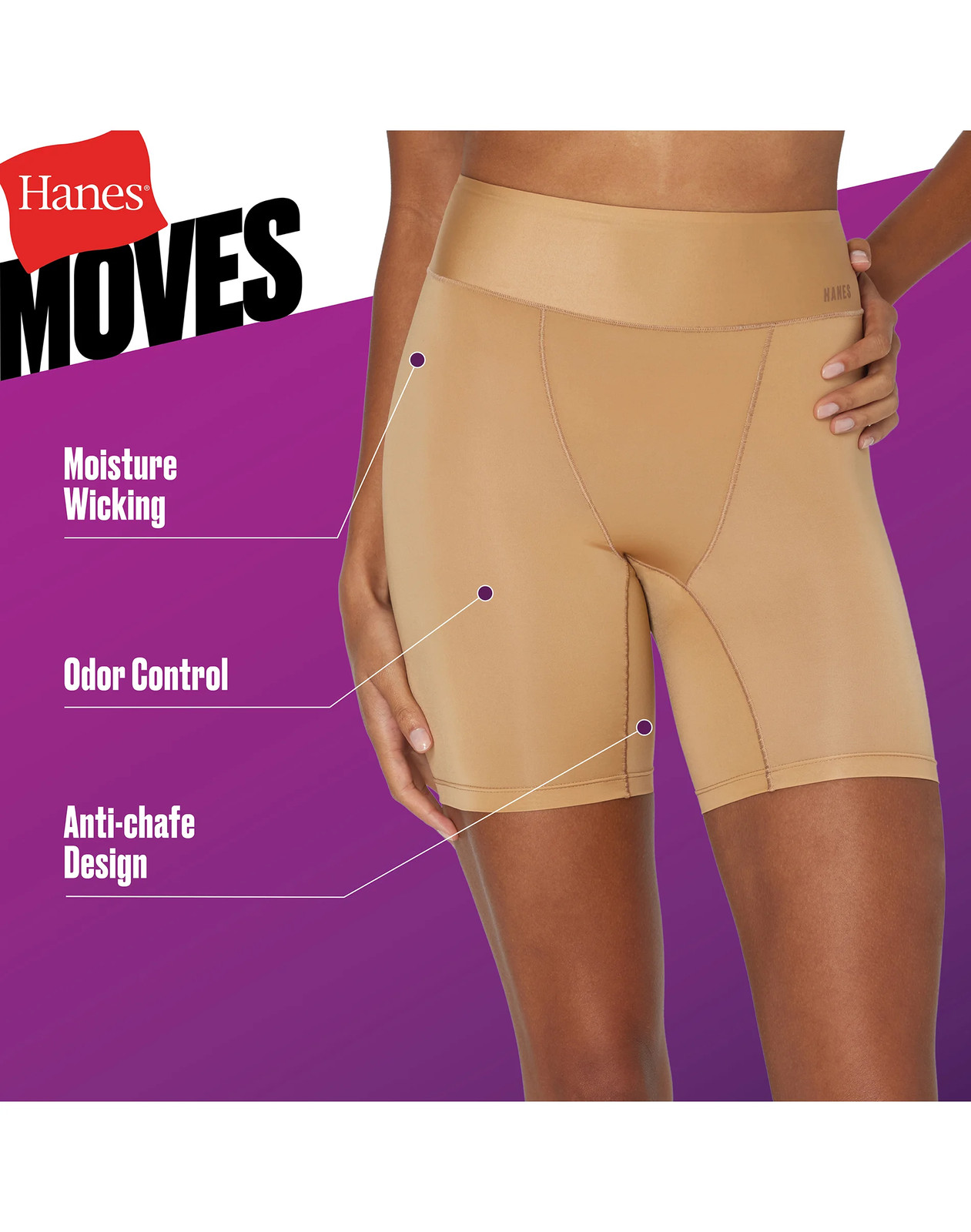Hanes Moves Women’s Anti-Chafe Slip Shorts
