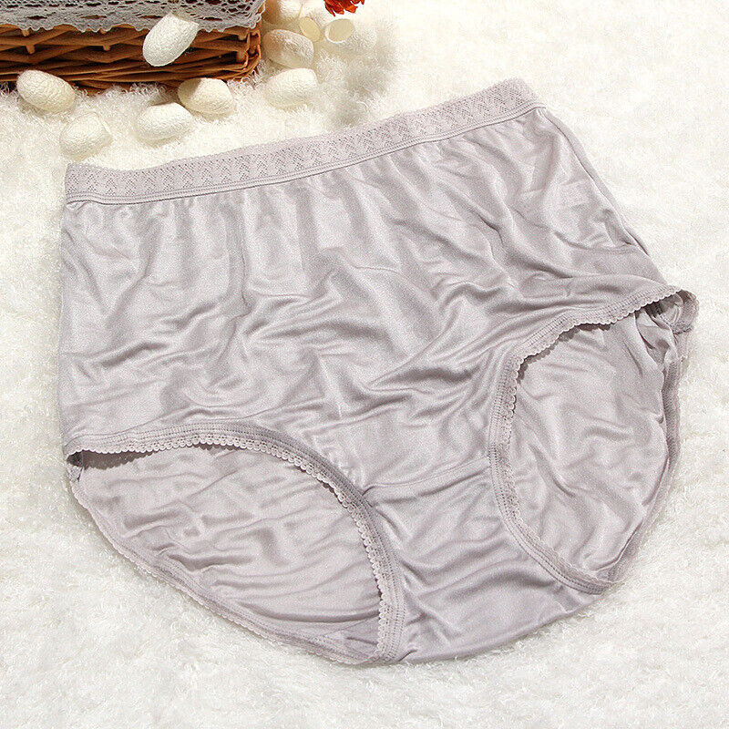 100% Mulberry Silk Underwear Women Briefs Thin Cool High Waist Plus Size Pants