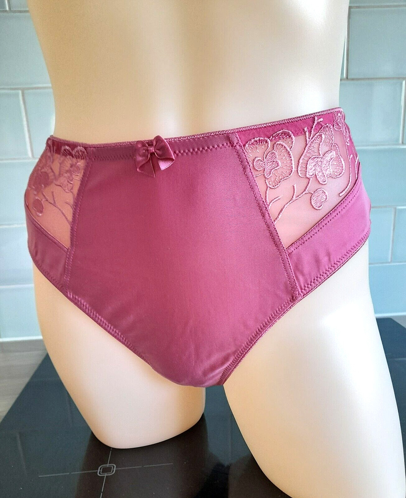 Pasturnette Pink SATISFACTION High Rise Thongboy Embroidered Mesh Front Panels
