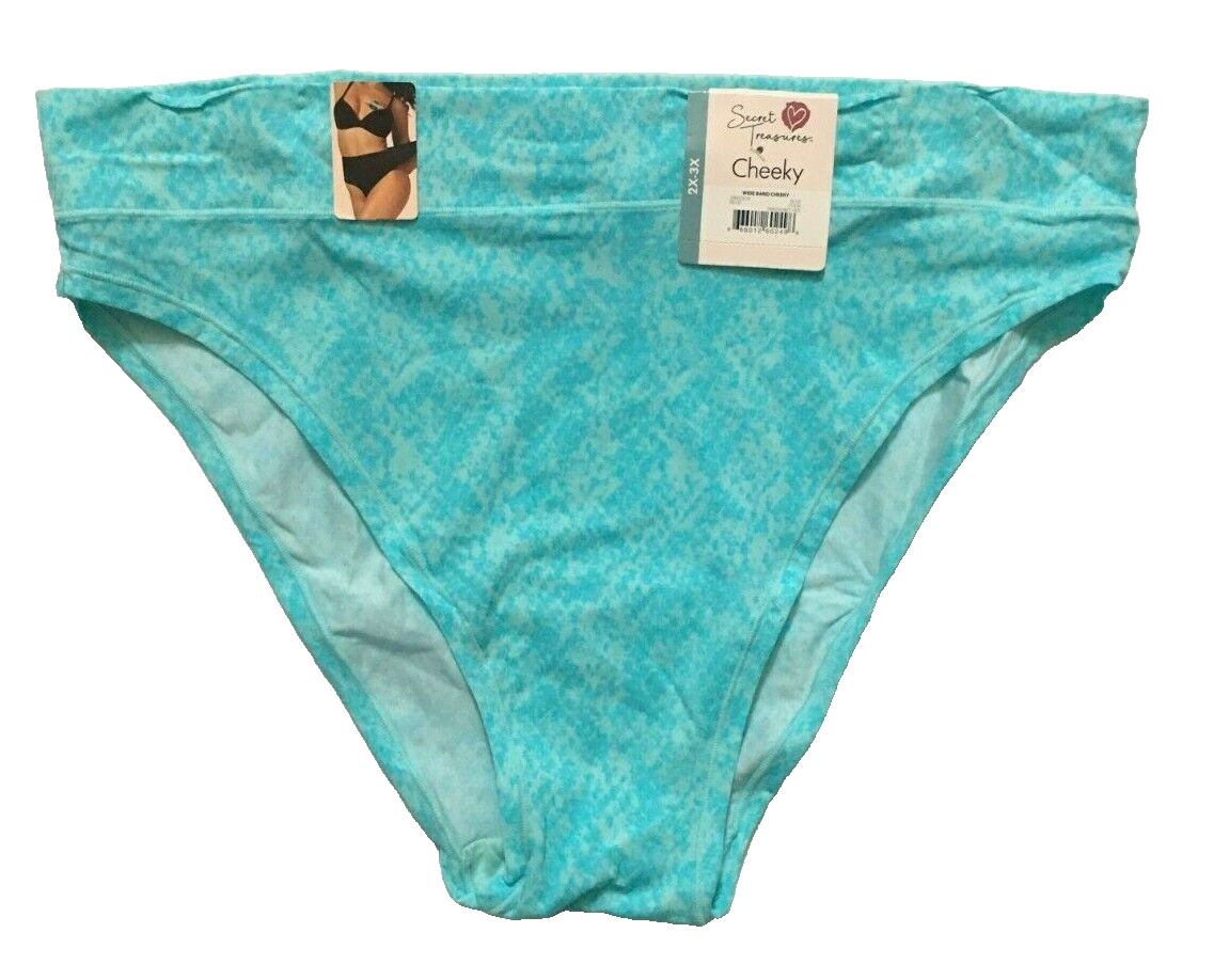 Womens Teal Blue Cheeky Panties Size 2X-3X Wide Band Super Soft 4 Way Stretch