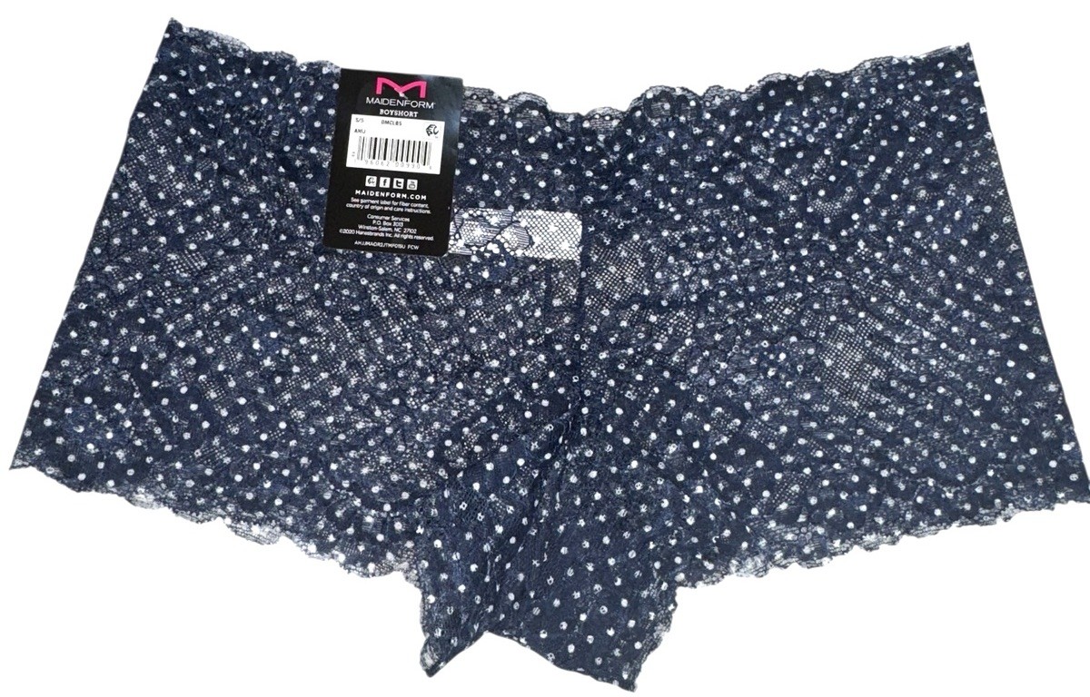 Maidenform Womens Size L 7 BOYSHORT Sexy Must Have DMCLBS Panty Nylon Navy Blue