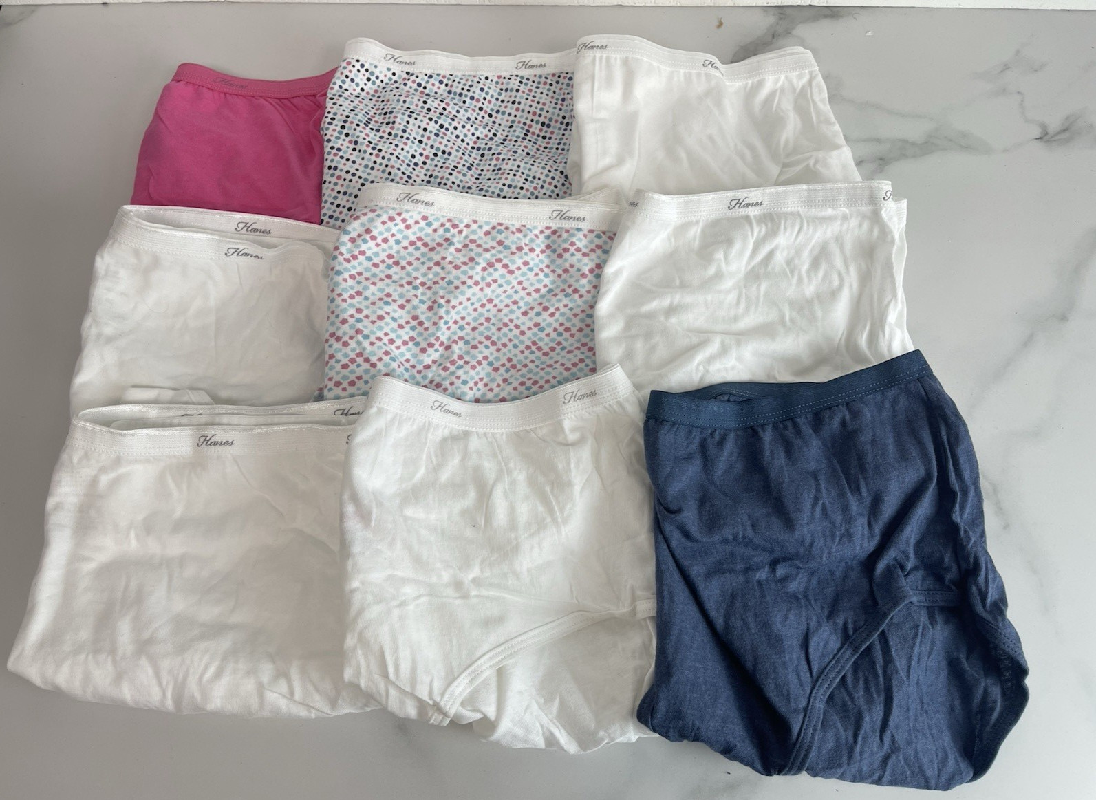 9 PAIRS OF HANES LADIES WOMENS BRIEFS KNICKERS 2XL COTTON White T12
