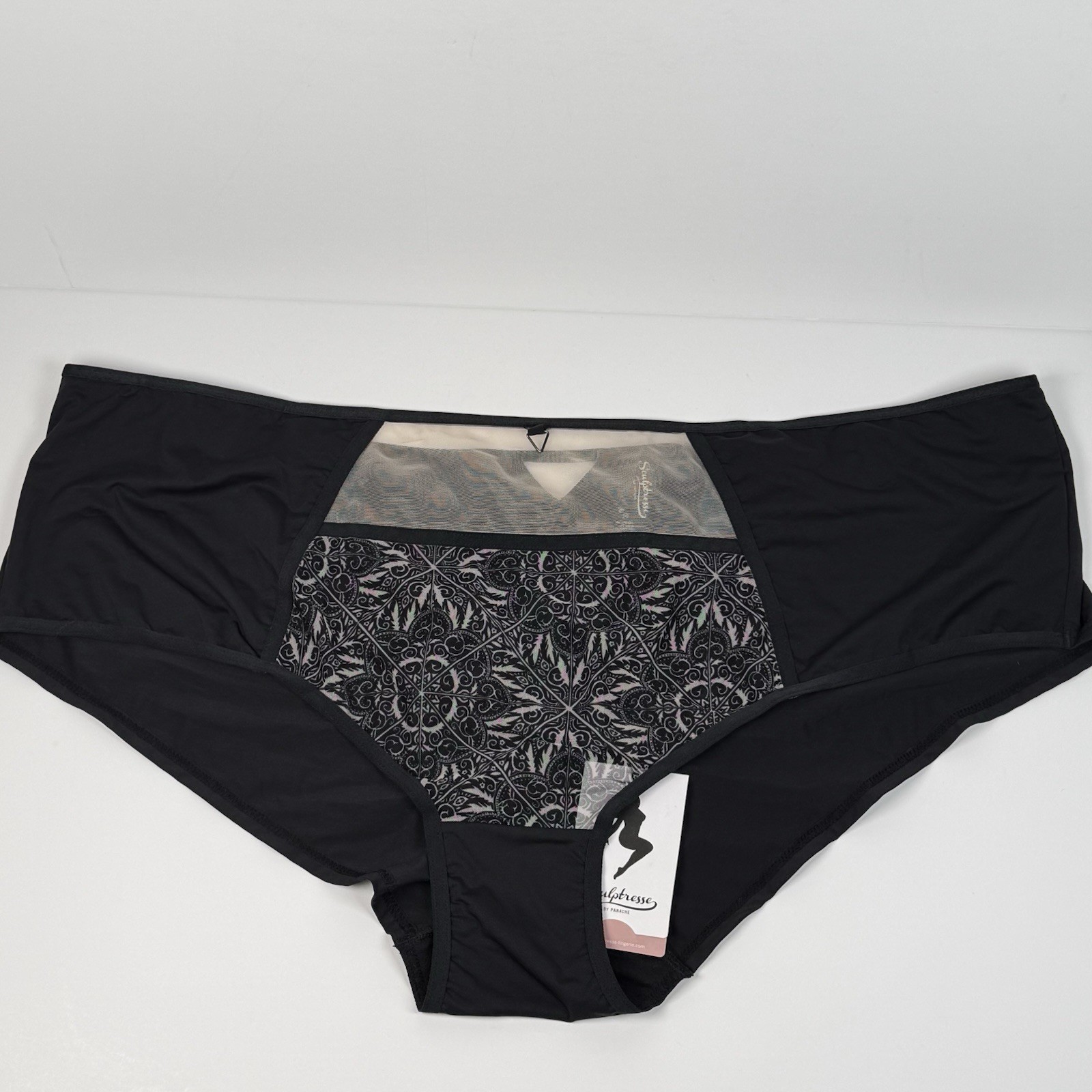 Sculptresse By Panache Midi Brief Dionne Tile Print 4XL Black Underwear Panties
