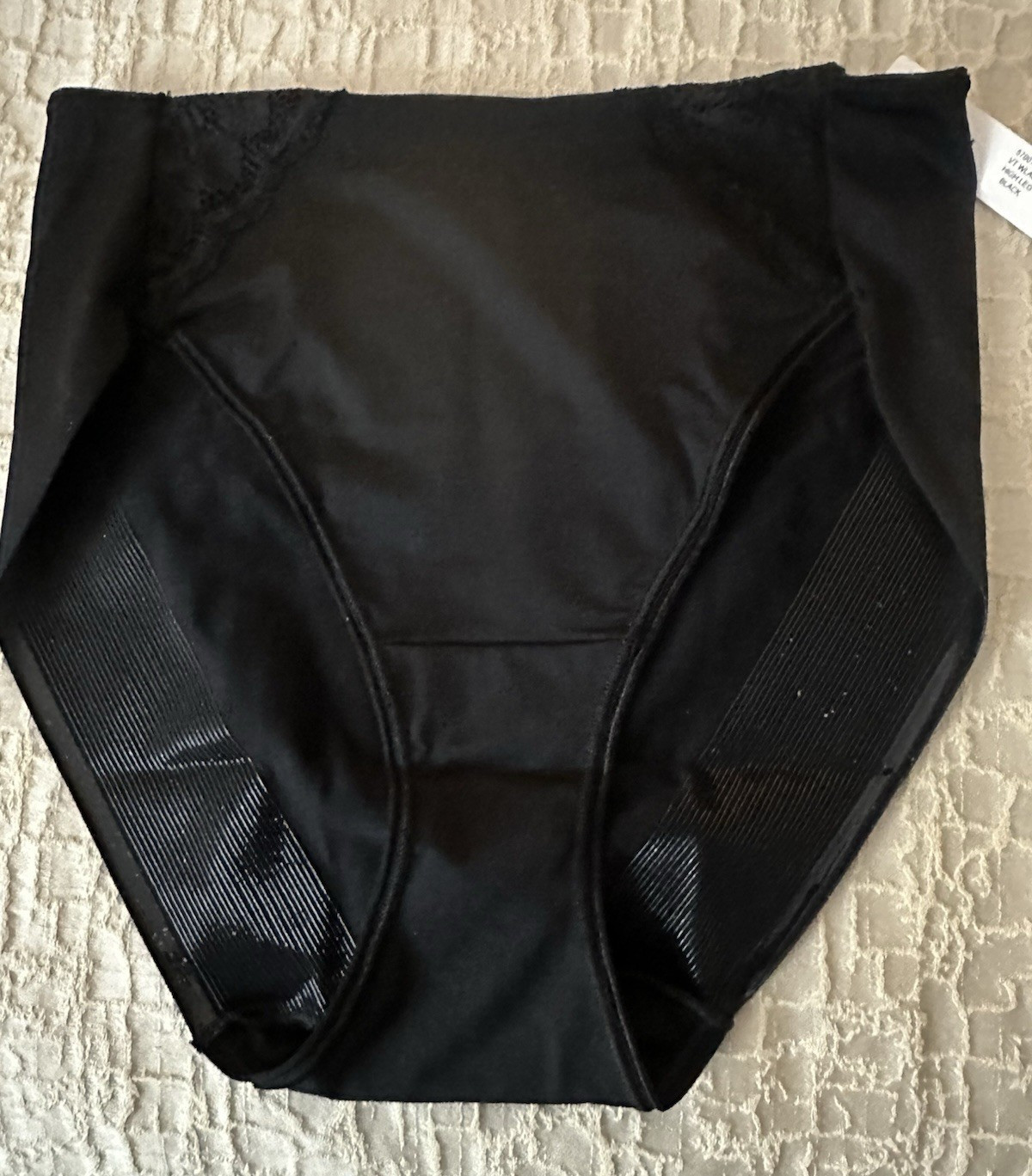 NWT $26 SOMA Black Vanishing Tummy High Leg Brief With Lace Accents SIZE M