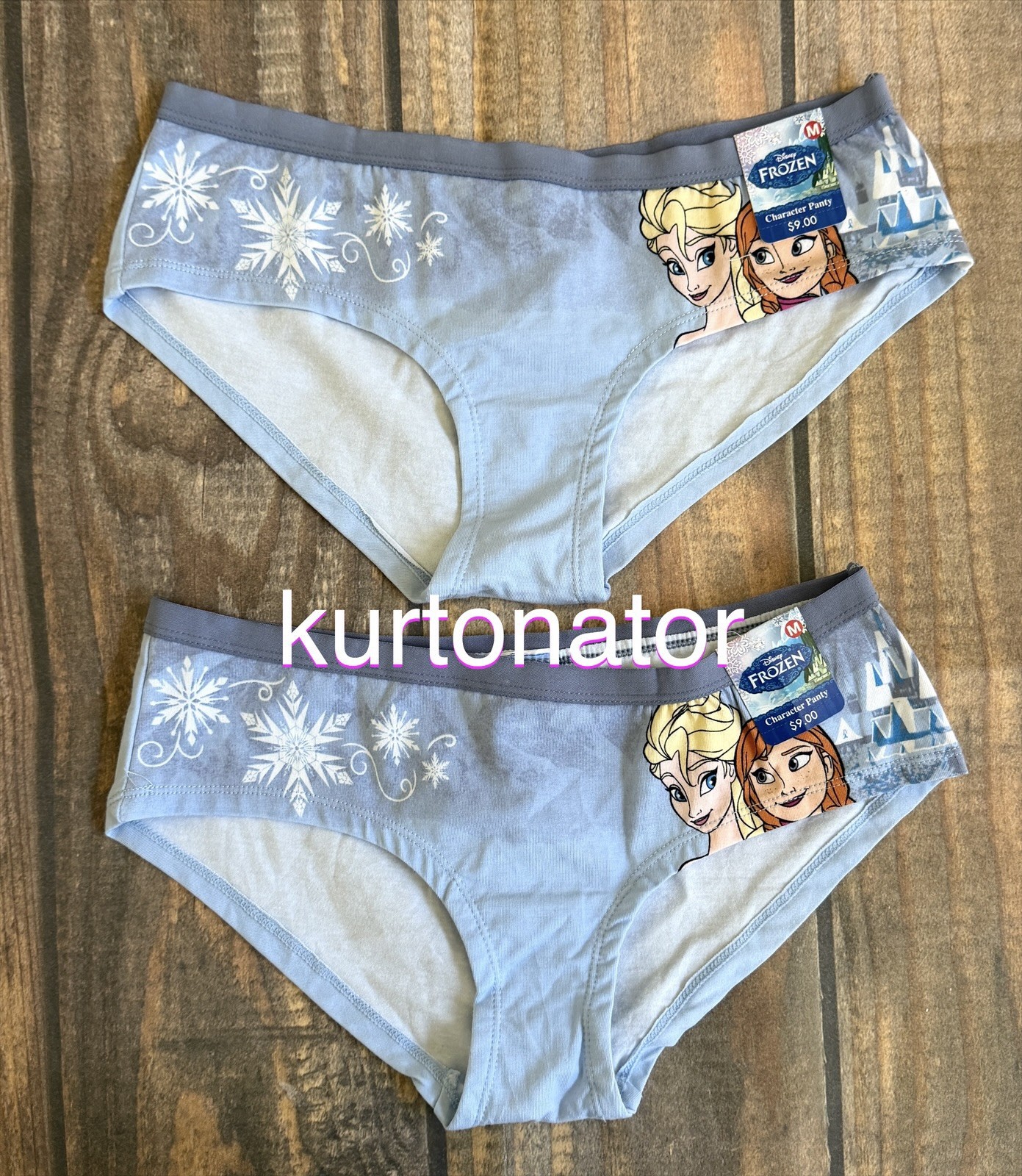 2x Disney Frozen Elsa & Anna Light Blue Hipster Panty NEW Cotton/Spandex Size M
