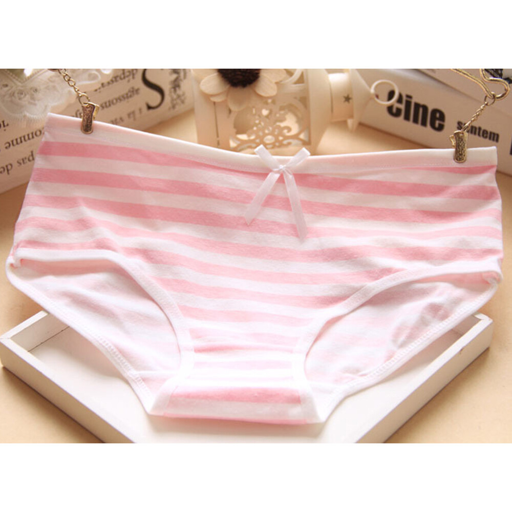 Womens Japanese Style Cute Striped Underwear Breathable Cotton Panty Soft Briefs
