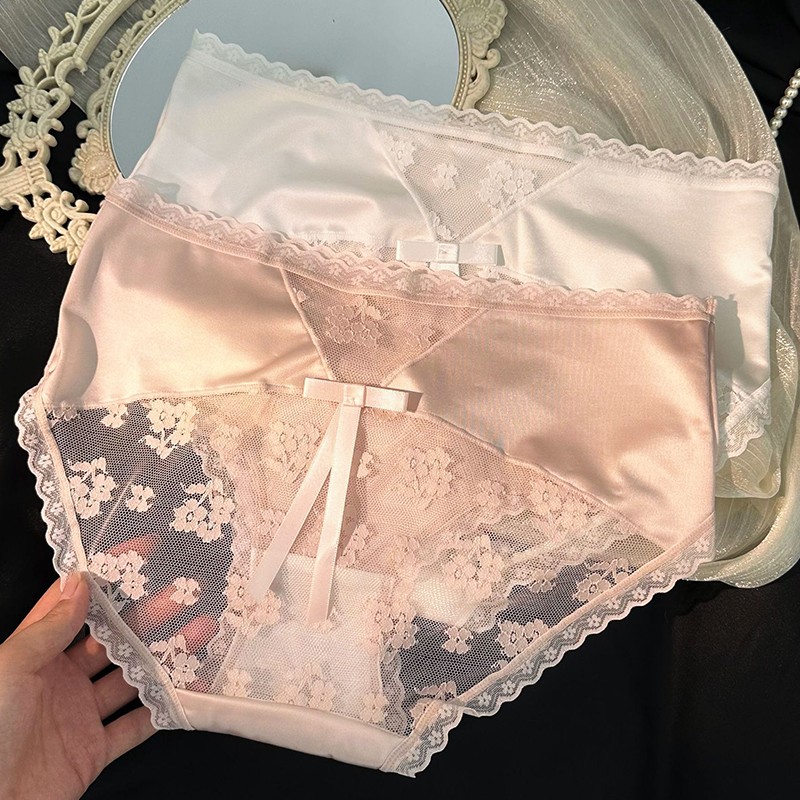 5 Pack Lot Sexy Womens Lace Satin Panties Underwear Sheer French Brief Lingeries