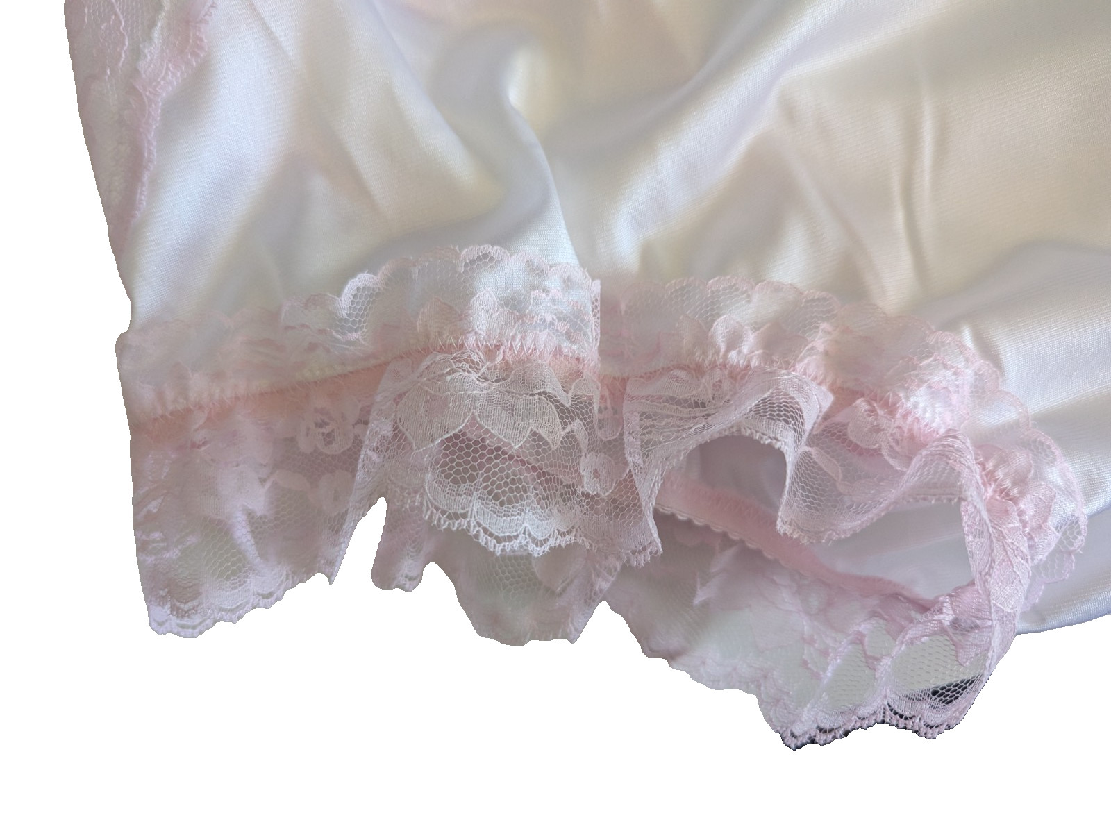 WHITE Nylon Tricot PINK LACY Bubble Bloomer & SISSY PANTY 2 LAYER 34-44 Waist **