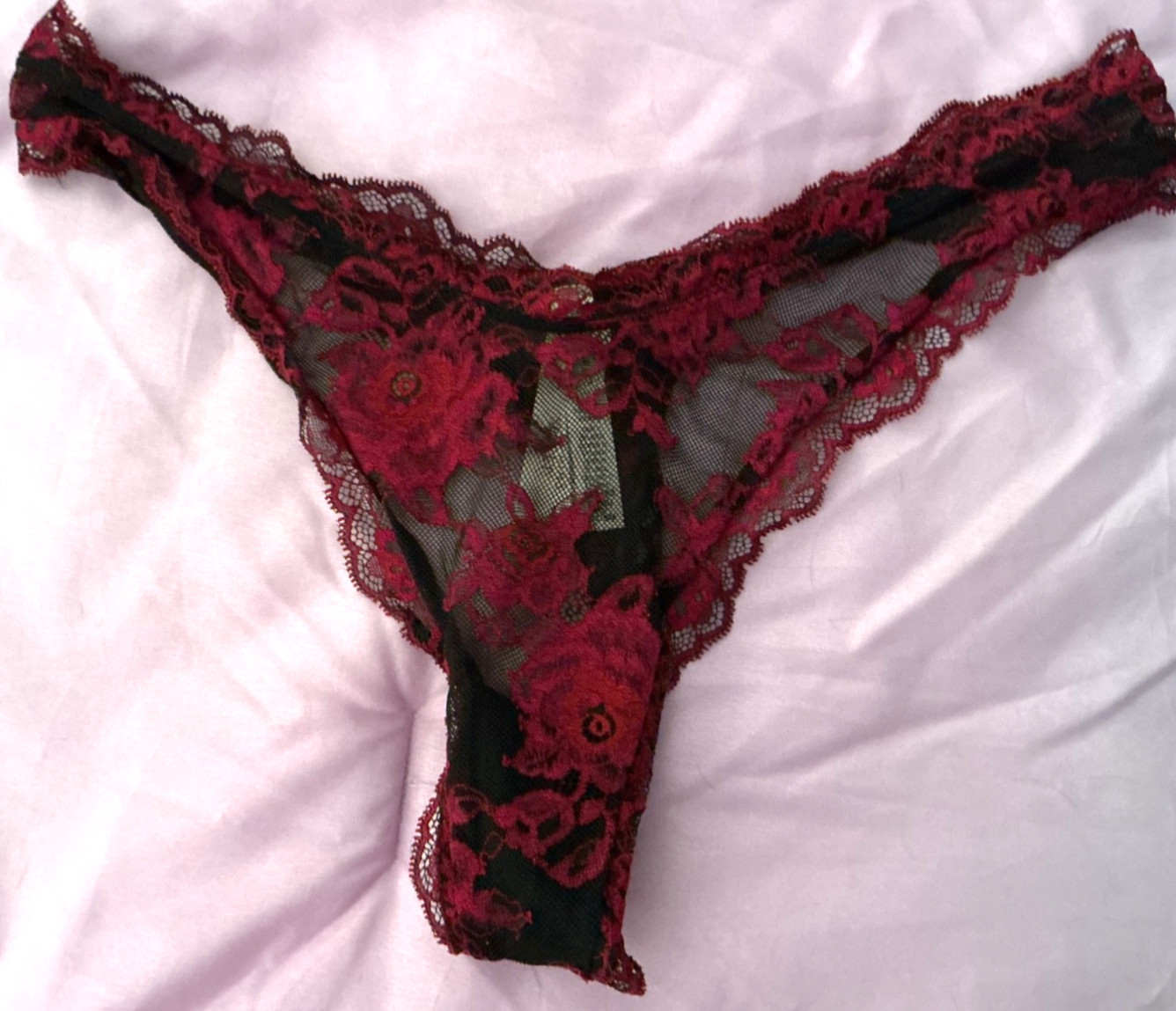 Victoria’s Secret Very Sexy Two-Tone Rose High-Leg Thong Panty Black XL (GH411)