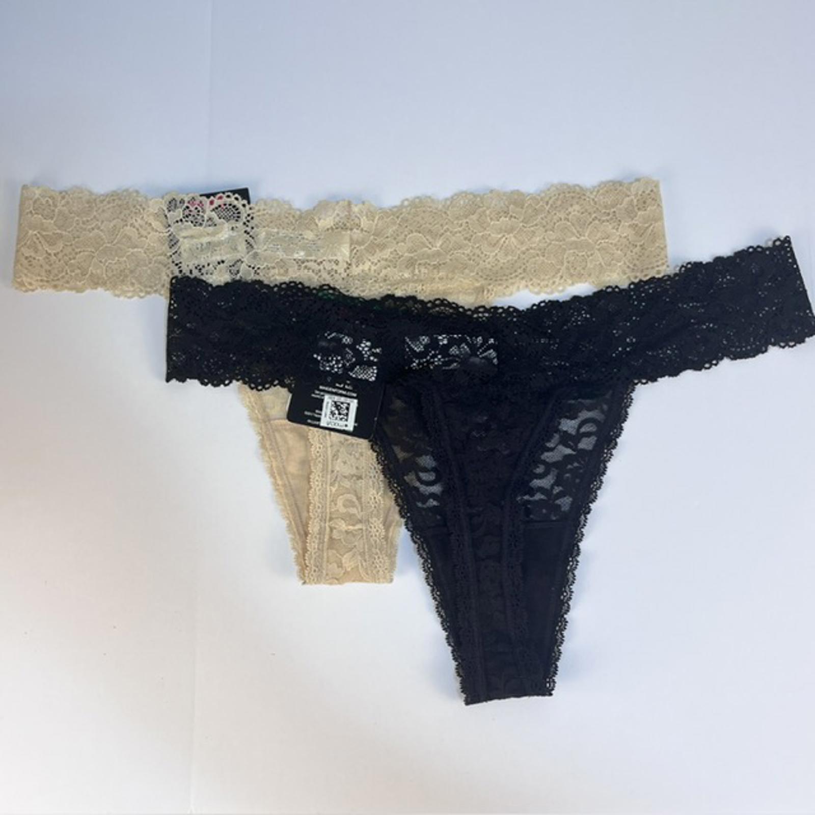 Maidenform Lace Thong Panties Set – Black & Beige L / 7