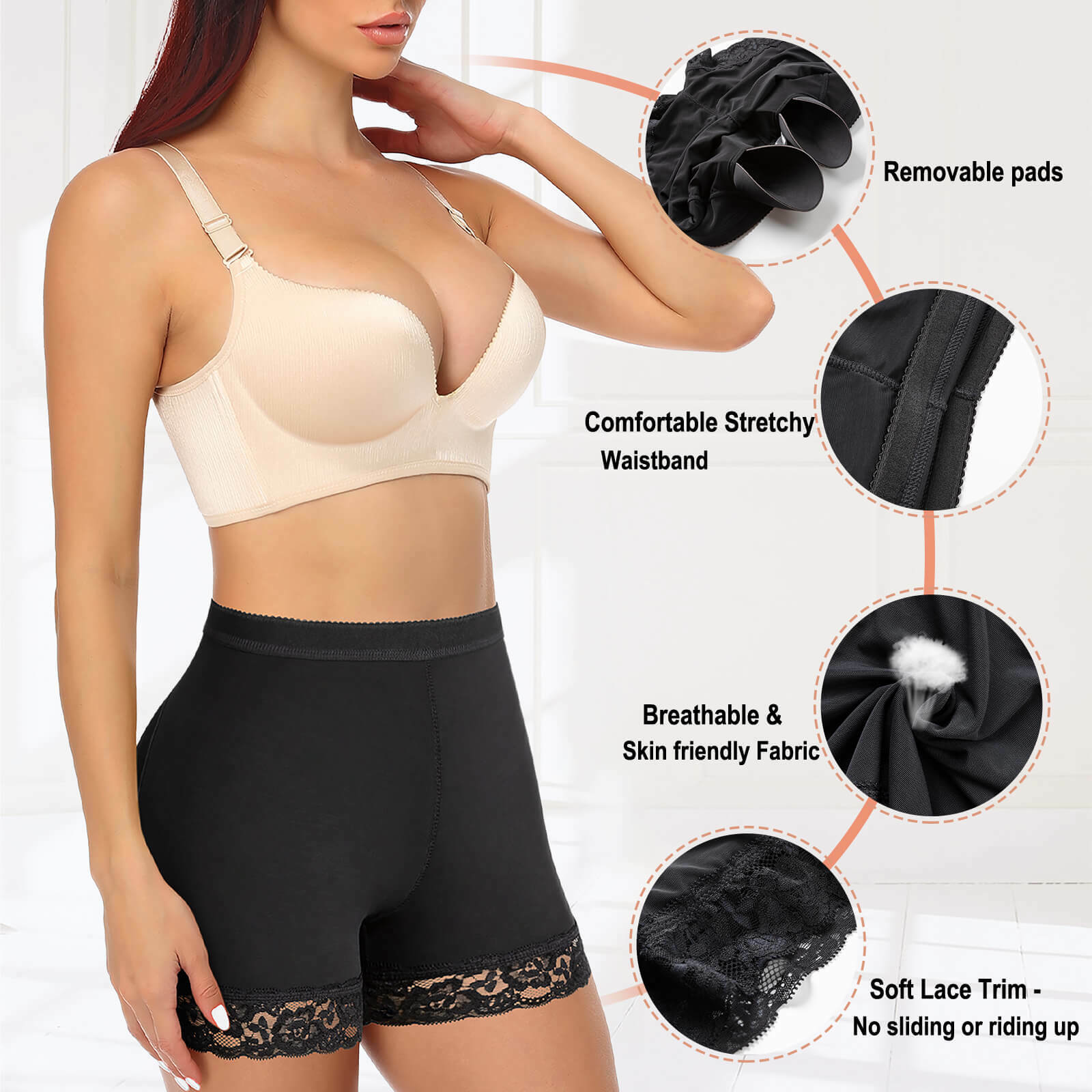 Buttock Padded Bum Pants Hip Enhancer Shaper Butt Lifter Boyshorts Underwear MLS