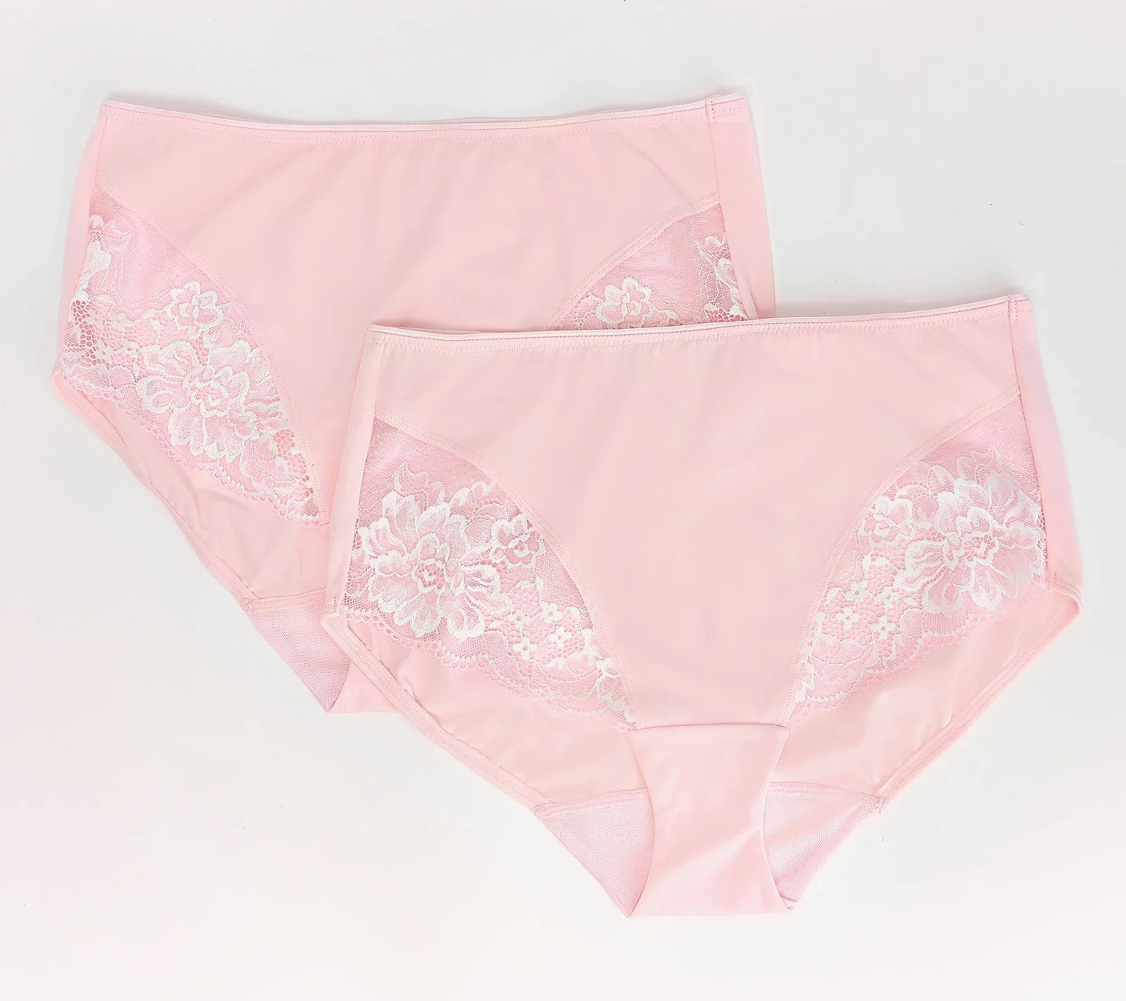 Breezies Luxe Lace Two Tone Hipster Brief Set of 2, Barely Pink Large A632187