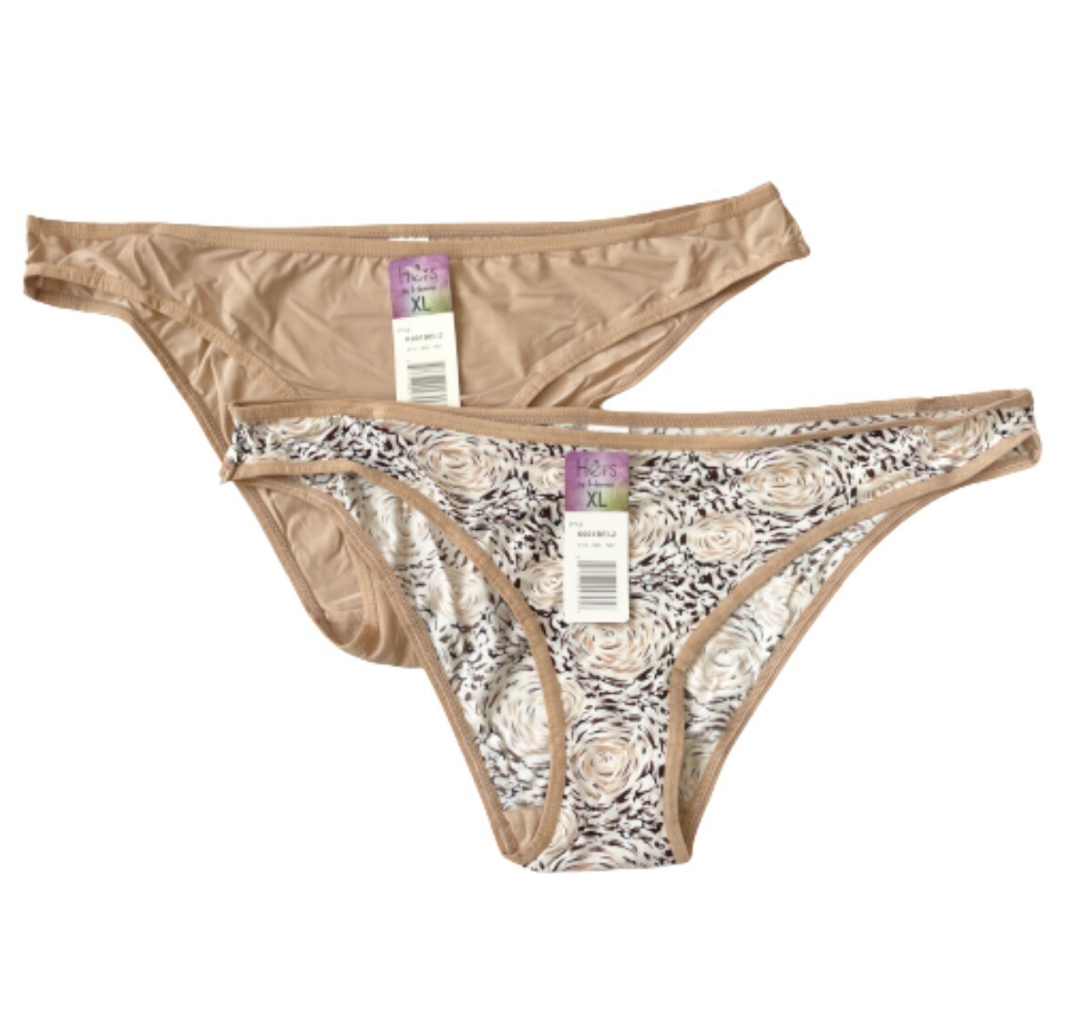 2 pack bikini style silky panties, 1 solid Tan & 1 pattern. Size XL, NWT