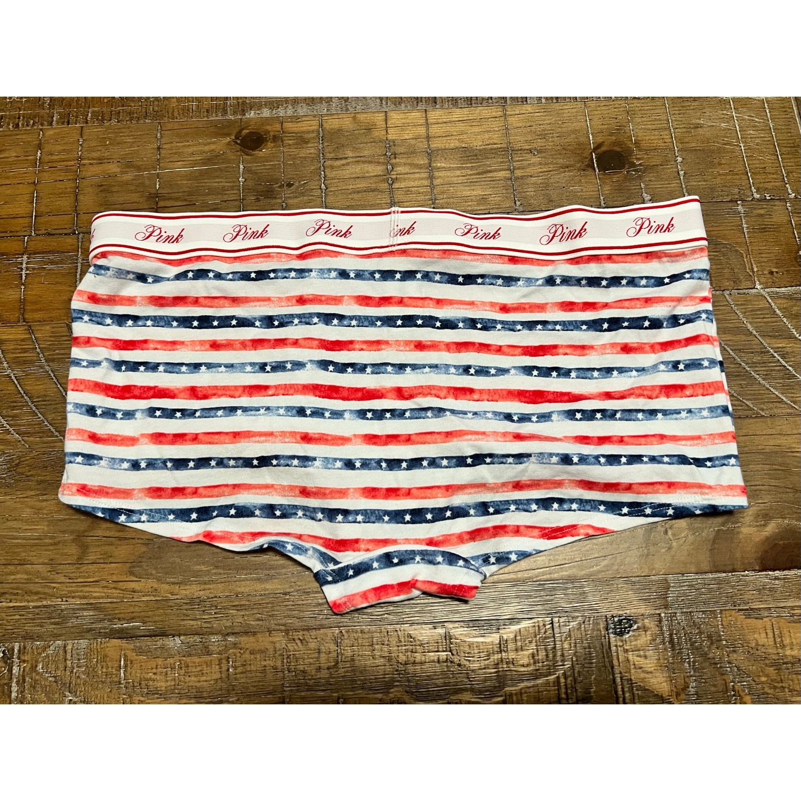 Victoria’s Secret Panty NWT Size Large Boyshort Boxer PINK American Flag Stars