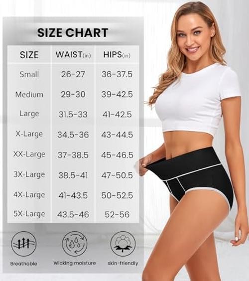 High Waisted Underwear for Women Cotton No Muffin XX-Large Multicolor H- 5pack