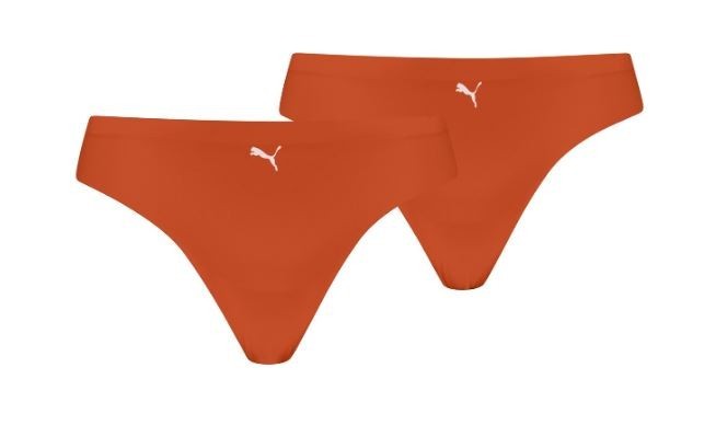Puma Women’s Seamless String Thong Underwear XS 8 Flame orange 2 pack