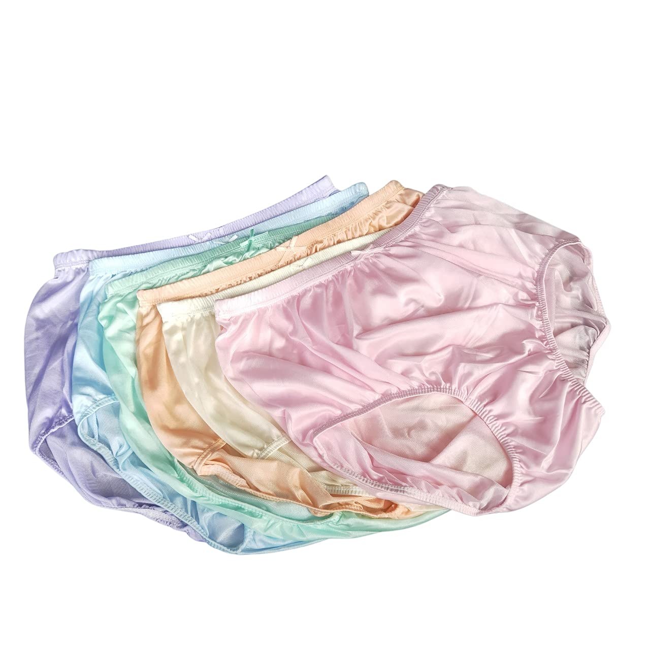 Littledream 6 Pcs Vintage Plus Size 3XL Sheer Transparent Silk Nylon Panties Men