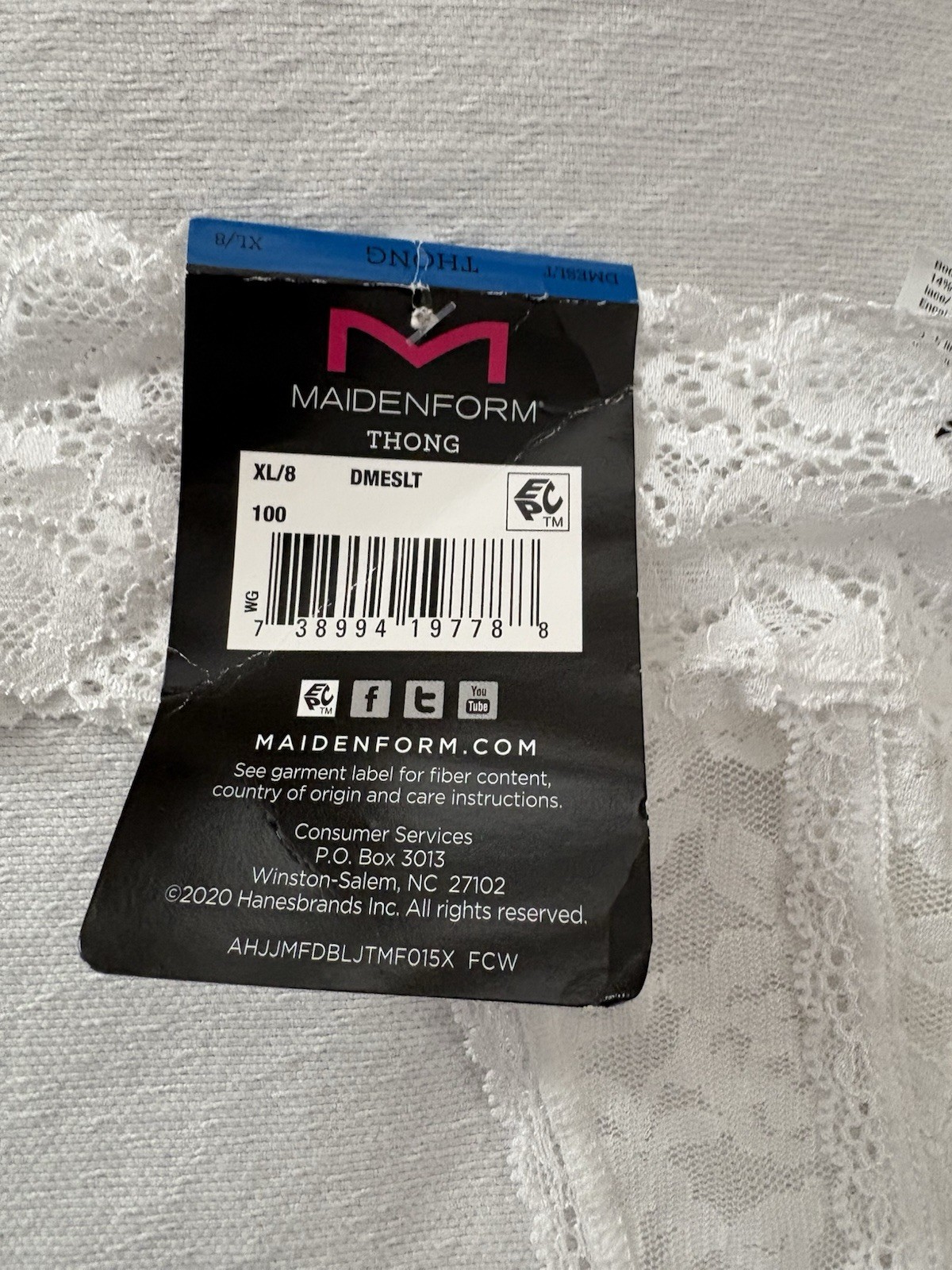 NEW Maidenform Luxurious Lace Thong Xlarge 8 MultiColor DMESLT 2 Pair Panties