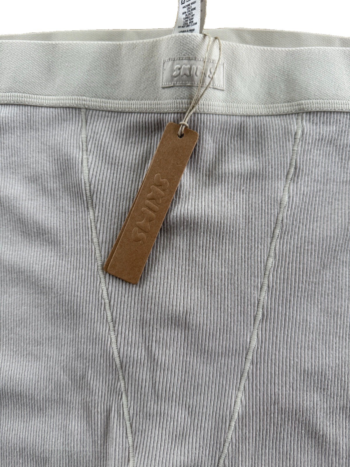 Skims Cotton Ribbed Biker Brief women Sz M Stone Minimal Clean-girl Basics NWT
