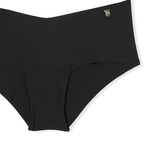 XXL NOIR Black GOLD VS LOGO Victorias Secret Smooth Edge No Show Cheeky Pantie