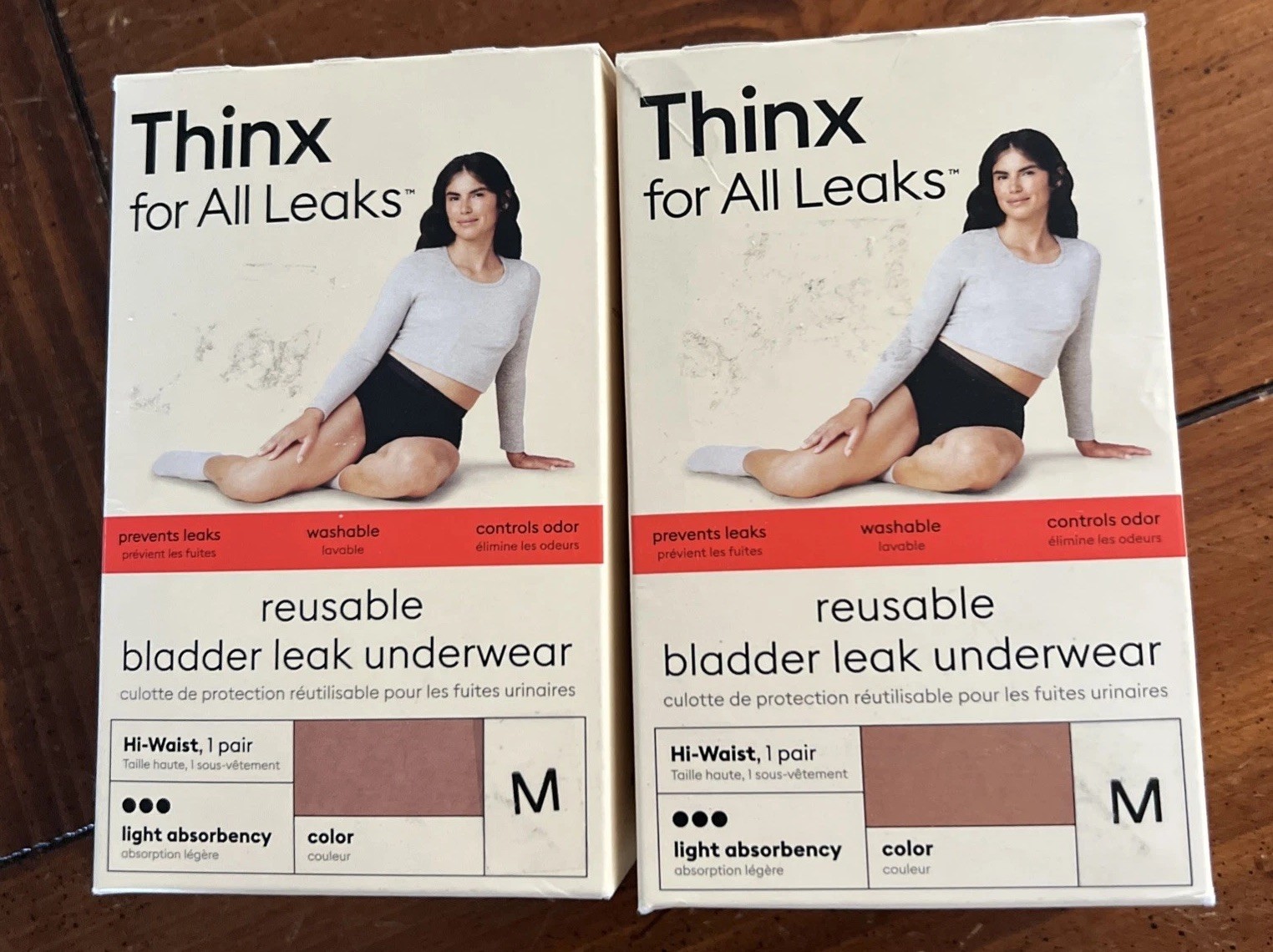 Lot Of 2 Thinx for All Leaks Hi Waist Incontinence Underwear in Desert Rose M
