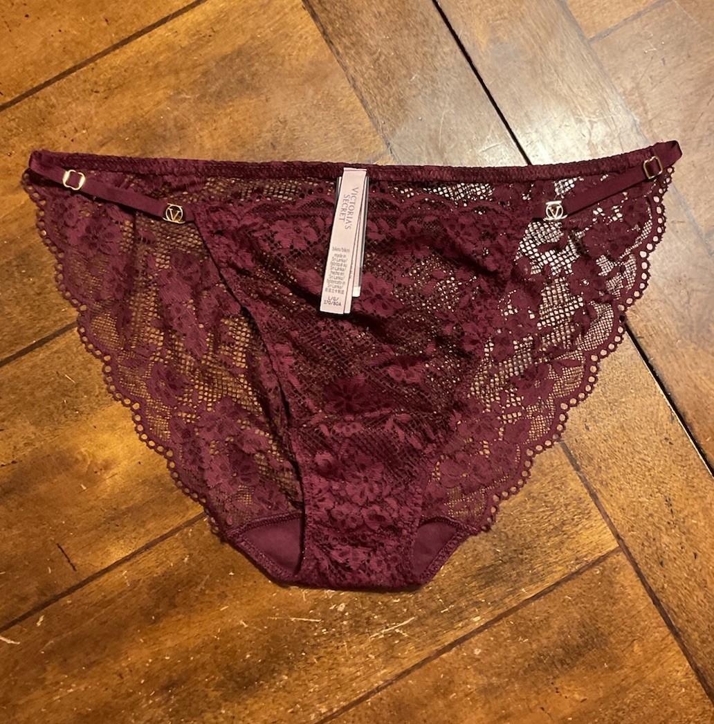 NWT VICTORIA’S SECRET Bikini Pantie Sz L Burgundy Purple Lace
