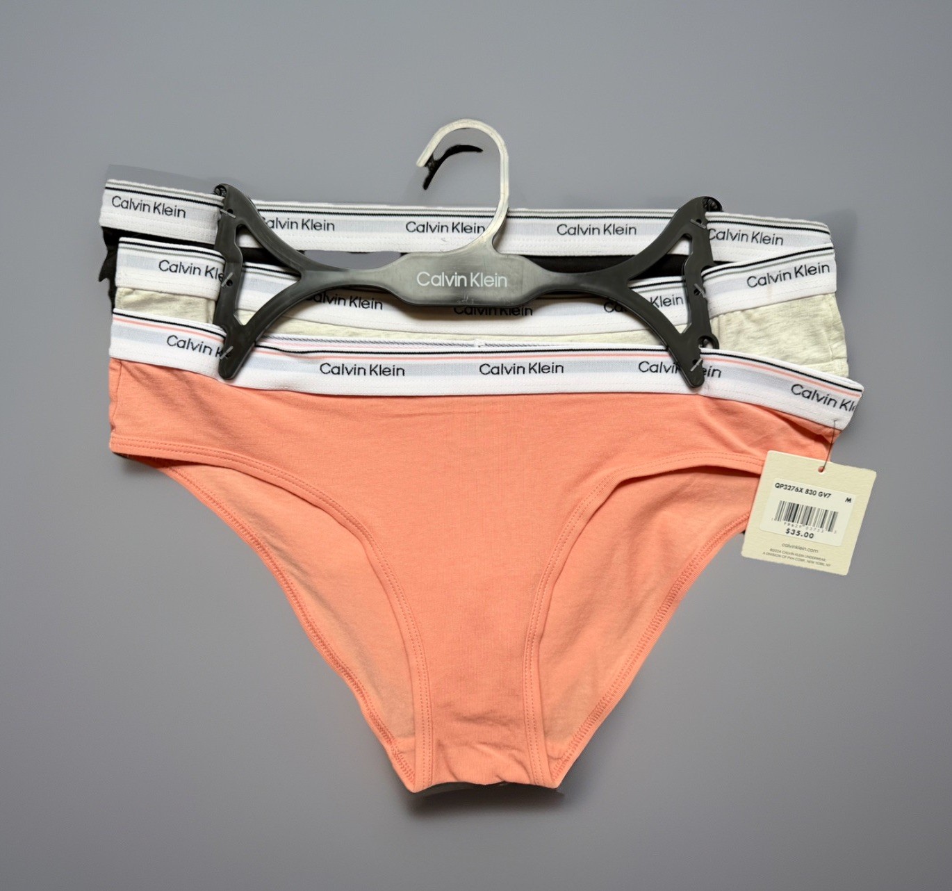 3-Pack Calvin Klein Cotton Bikini Logo sz M Orange Black Gray Bundle Set Lot