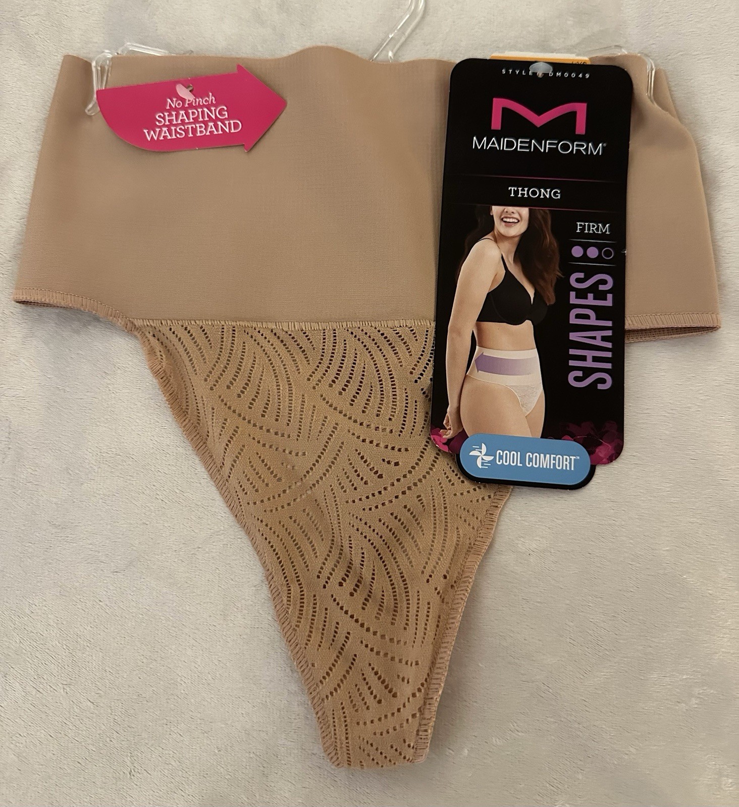Maidenform Thong Firm Tummy Shaping Pantie No-Pinch Cooling Underwear Womens S