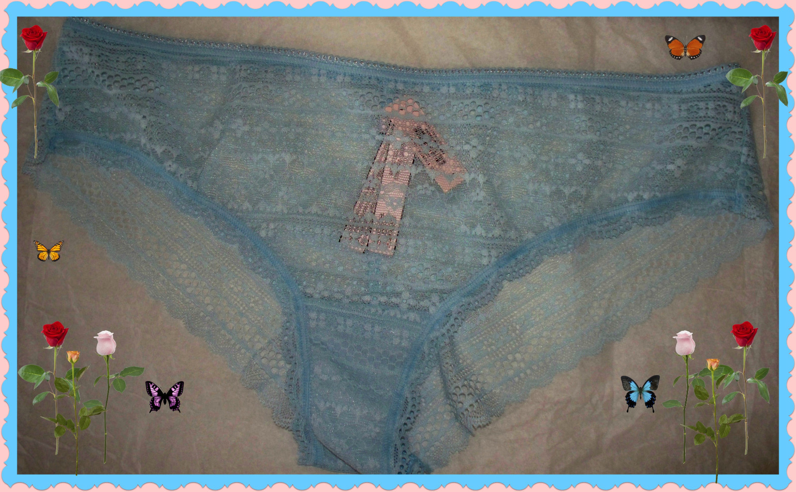 Large Soft Baby Blue THE LACIE All Lace Cheeky Lowrise Victorias Secret Pantie