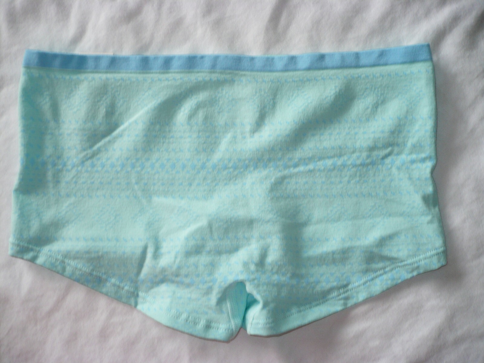 Flirtitude Women’s Boyshort Panties Small Cool Blue Tribal Jaquard Seamless