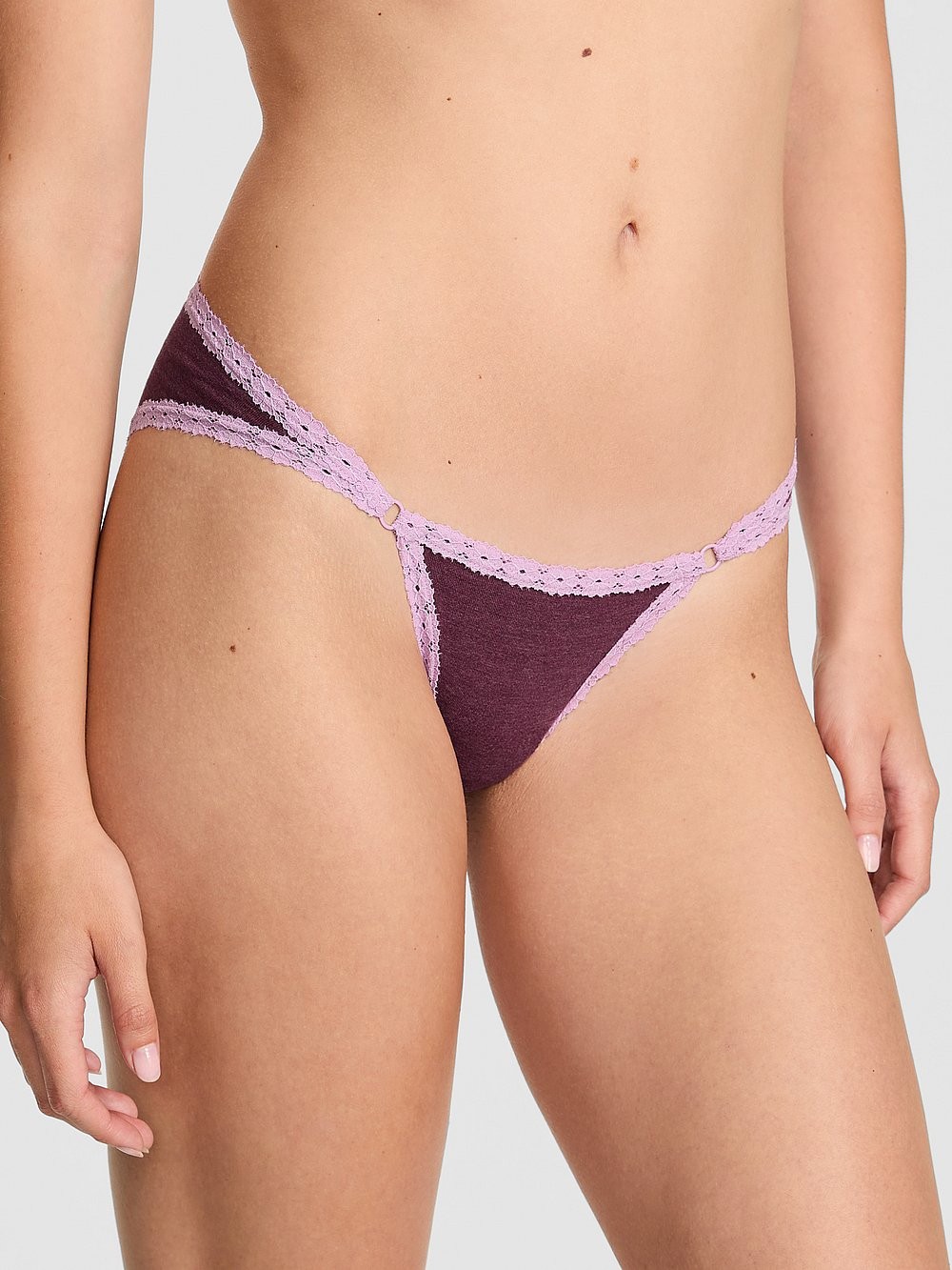 Victoria’s Secret PINK – M Lace Trim Burgundy Cheeky Panty – Pink Purple Medium