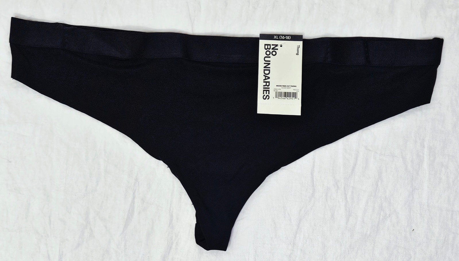 No Boundaries Women’s Micro Free Cut Thong Seamless Black Soft XL (16-18)