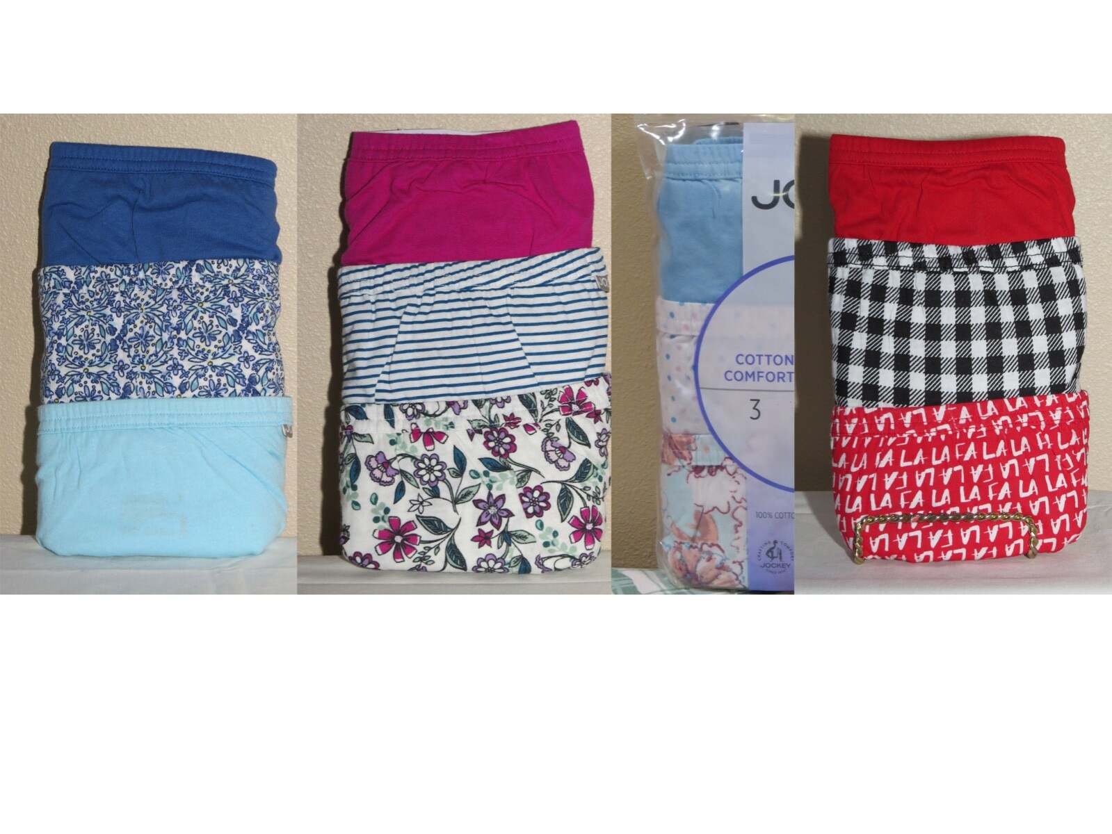 New Patterns 3 Pack Jockey Cotton Elance Briefs Underwear Panties Sizes 6 7 & 8
