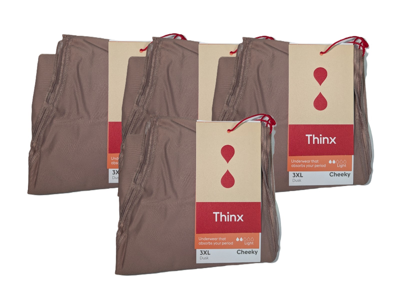 NEW Thinx 4-PACK Dusk Cheeky Period Panties Underwear 3XL Light