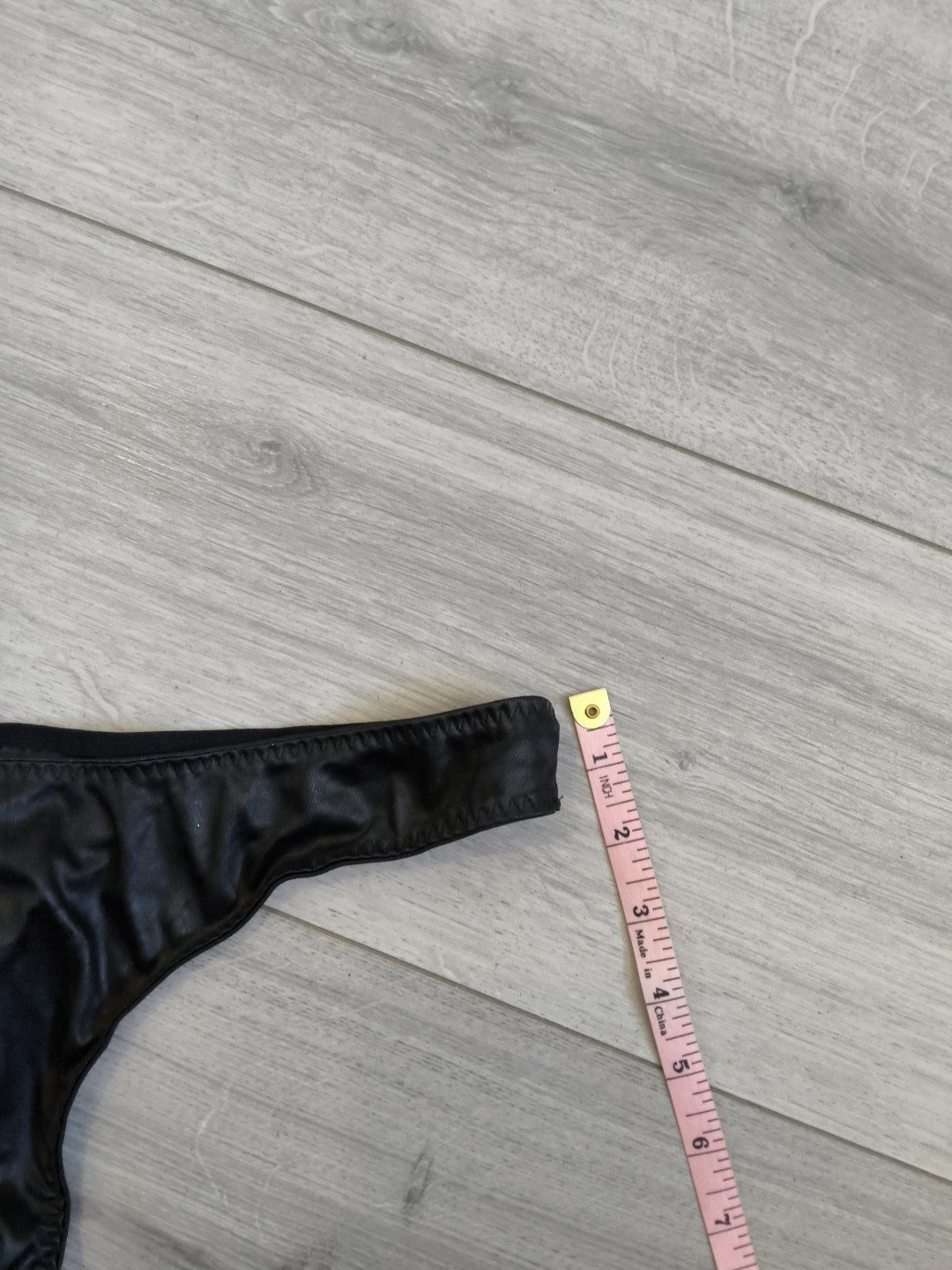 BNWOT Vintage Ann Summers Black Wet Look Asymmetric Thong Size 14-16